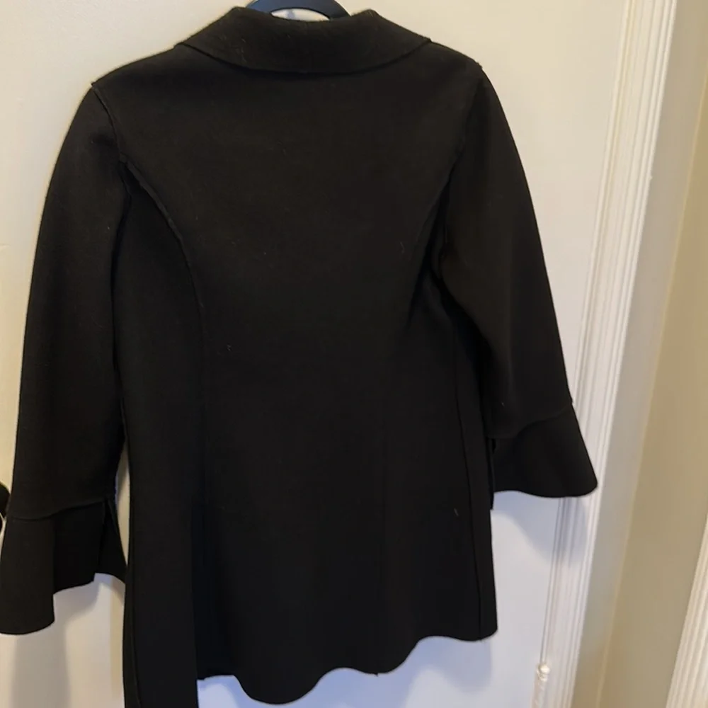 NORDSTOM double breasted long black coat, size MP - Picture 2 of 3